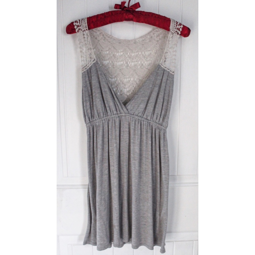 (Sold) Forever 21 Grey V-Neck Dress with Knit Back